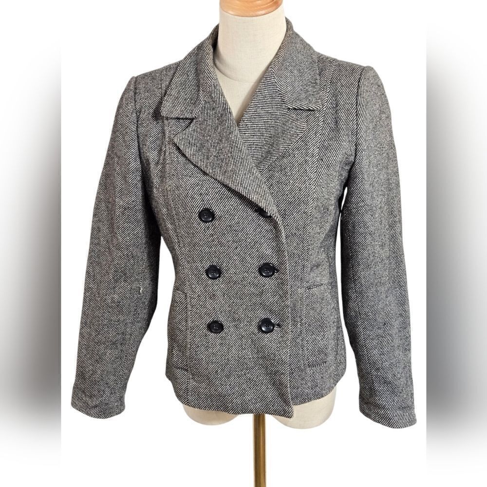 Apostrophe Petite Croped Tweed Double Breasted Blazer